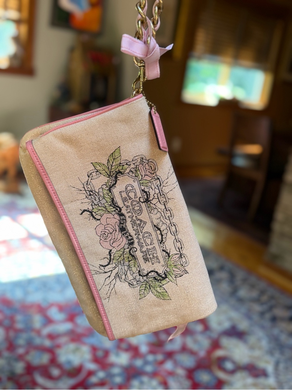 Coach RARE Y2K 2009 Limited Edition Tattoo Floral Canvas Fold-over LG Clutch - Picture 8 of 14